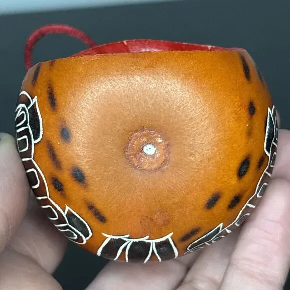 Christmas Ornament Carved Gourd Nativity Folk Art 2.5” Manger Scene Christian - Picture 7 of 9